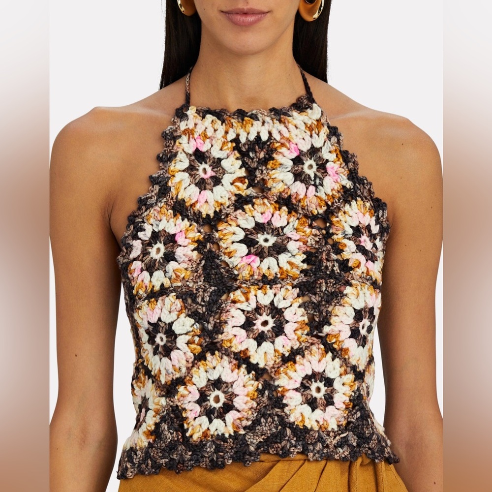 NWT Sea New York Safa Crochet Floral Wool Blend Halter Top - Small